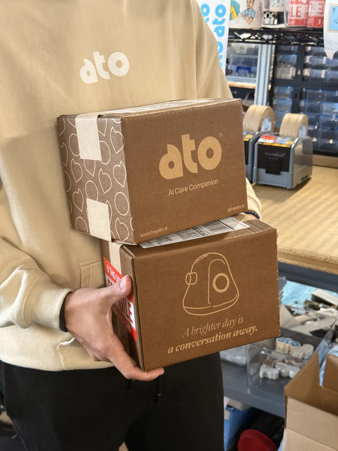 Ato devices packed and ready to ship to early users