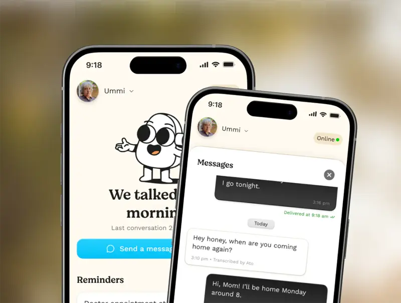 Ato Family app for messages, reminders, personalization, and device status