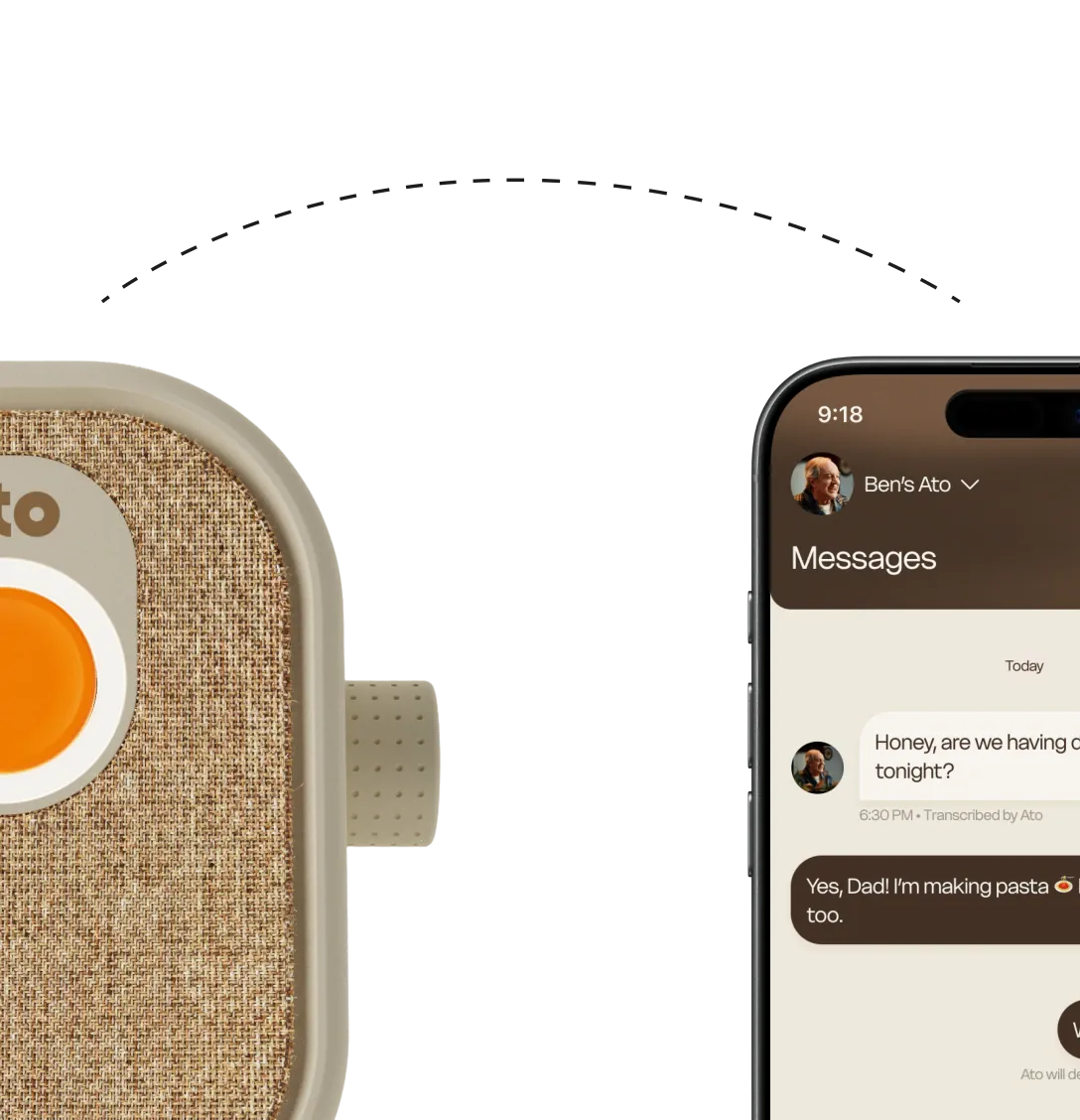 Ato al lado de un celular con mensajes de la familia